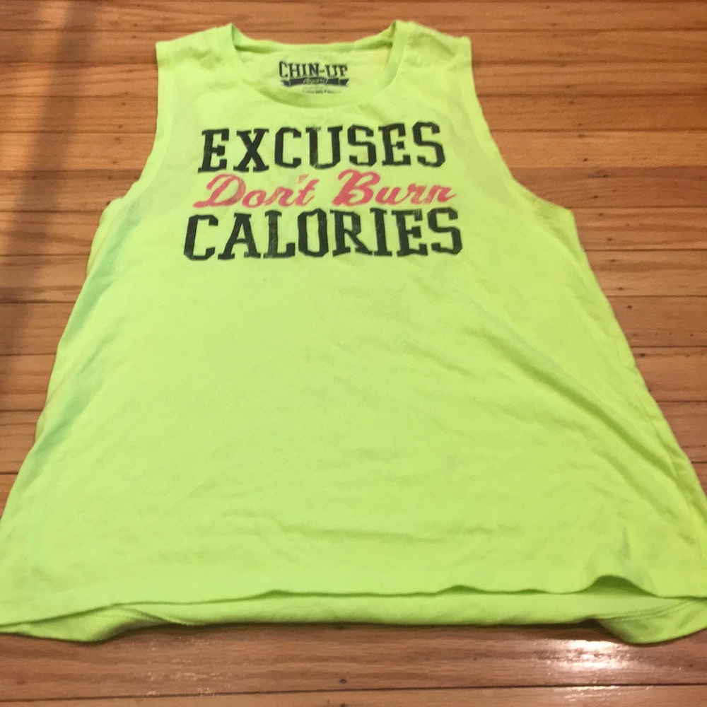 Green tank top shirt.